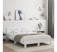(white, 150 x 200 cm) vidaXL Bed Frame with Headboard and LED Bed Base Bedstead Matress Foundation
