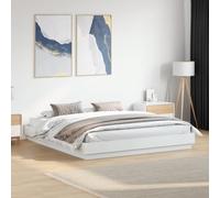 vidaXL Bed Frame with LED without Mattress White 180x200 cm Super King