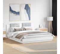 vidaXL Bed Frame with LED without Mattress White 180x200 cm Super King