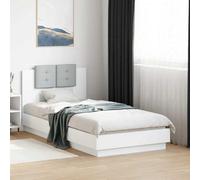 Bed Frame with Headboard and LED Lights White 75x190 cm Small Single vidaXL
