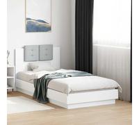 Bed Frame with Headboard and LED Lights White 75x190 cm Small Single vidaXL