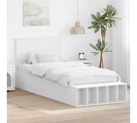 vidaXL Bed Frame with Shelf Manual White 100 x 200 cm Engineered Wood