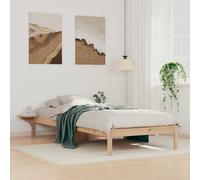 Bed frame White Solid Pine Wood 80 x 210 cm Platform with Integrated Side Tables