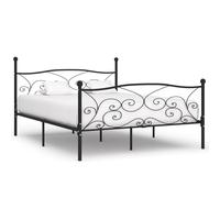 vidaXL Bed Frame with Slatted Base Black Metal 200x200cm Bedroom Furniture