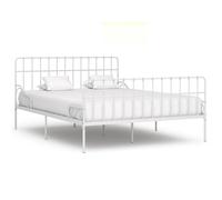 vidaXL Bed Frame with Slatted Base White Metal 200x200cm Bedroom Furniture