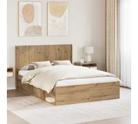 vidaXL Bed Frame with Storage and Headboard Artisan Oak 135 x 190 cm