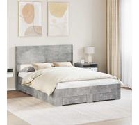 vidaXL Bed Frame with Storage and Headboard Concrete Grey 140 x 200 cm