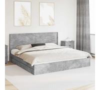 vidaXL Bed Frame with Storage and Headboard Concrete Grey 200 x 200 cm