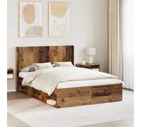 vidaXL Bed Frame with Storage and Headboard Old Wood 120 x 200 cm