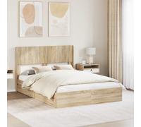 vidaXL Bed Frame with Storage and Headboard Sonoma Oak 160 x 200 cm