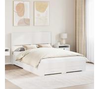 vidaXL Bed Frame with Storage and Headboard White Engineered Wood