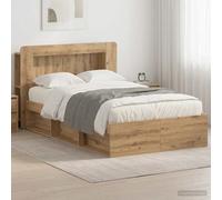 vidaXL Bed Frame with Storage Artisan Oak 120 x 190 cm Engineered Wood