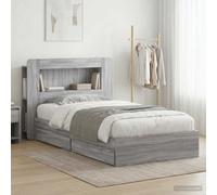 vidaXL Bed Frame with Storage Grey Sonoma 100 x 200 cm Engineered Wood