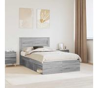 Bed Frame with Storage Grey Sonoma 120 x 190 cm Solid Pine Wood