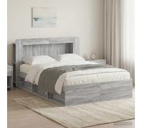 vidaXL Bed Frame with Storage Grey Sonoma 140 x 190 cm Engineered Wood