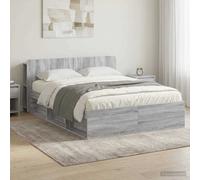 vidaXL Bed Frame with Storage Grey Sonoma 140 x 190 cm Engineered Wood