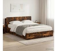 vidaXL Bed Frame with Storage Smoked Oak 135 x 190 cm Engineered Wood