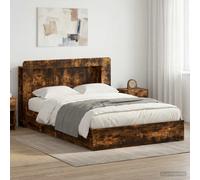 vidaXL Bed Frame with Storage Smoked Oak 135 x 190 cm Engineered Wood