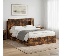 vidaXL Bed Frame with Storage Smoked Oak 135 x 190 cm Engineered Wood