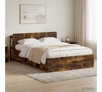 vidaXL Bed Frame with Storage Smoked Oak 140 x 190 cm Engineered Wood