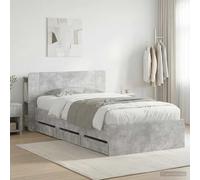 vidaXL Bed Frame with Storage with Headboard Concrete Grey 90 x 190 cm