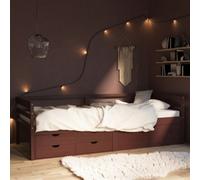 vidaXL Solid Wood Pine Bed Frame with Drawers & Cabinet Dark Brown 90x200 cm