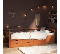 vidaXL Solid Wood Pine Bed Frame with Drawers & Cabinet Honey Brown 90x200 cm