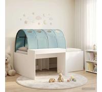 vidaXL Bed Frame with Tunnel with Shelf 3 pcs White and Light Blue
