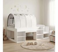 vidaXL Bed Frame with Tunnel with Shelf 3 pcs White Engineered Wood
