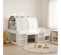 vidaXL Bed Frame with Tunnel with Shelf 3 pcs White Engineered Wood