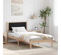 Bed Frame with Upholstered Headboard Black 90 x 190 cm