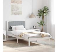 Bed Frame with Upholstered Headboard Light Grey 90 x 190 cm