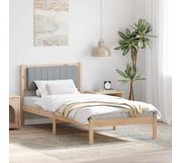 Bed Frame with Upholstered Headboard Light Grey 90 x 190 cm