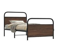 vidaXL Bed Frame Without Mattress 107x203 cm Brown Oak Engineered Wood