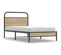 vidaXL Bed Frame Without Mattress 107x203 cm Smoked Oak Engineered Wood