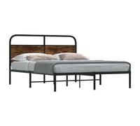 vidaXL Bed Frame Without Mattress 120x190 cm Small Double Smoked Oak Engineered Wood
