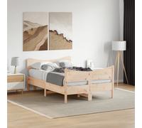 Bed Frame with Headboard Bed Base Mattress Foundation Solid Wood Pine vidaXL