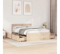 Bed Frame with Drawers Bed Base Mattress Foundation Solid Wood Pine vidaXL