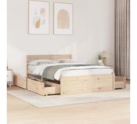 vidaXL Bed Frame with Drawers 120 x 200 cm Solid Pine Wood, Bedroom Furniture, Bed Base, Wooden Bed, Double Bed, Storage Bed