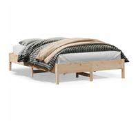 Bed Frame Solid Pine Wood Natural 120x200 cm Rustic Slatted Platform Base Sturdy [EEK: A]