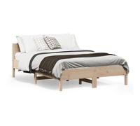 Bed Frame with Headboard Base 135x190 cm Double Solid Wood Pine vidaXL