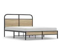 vidaXL Bed Frame Without Mattress 135x190 cm Smoked Oak Engineered Wood