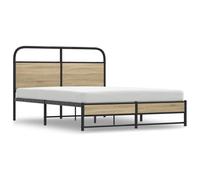 vidaXL Bed Frame Without Mattress 135x190 cm Smoked Oak Engineered Wood
