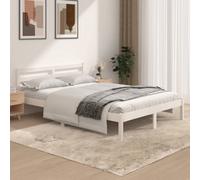 Vidaxl Bed Frame Solid Wood Pine 135X190 Cm White Double, White