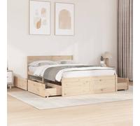 vidaXL Bed Frame Without Mattress 140X190 cm Solid Wood Pine, Brown