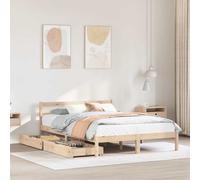 vidaXL Bed Frame with Drawers Bed Base Bedstead 140x200 cm Solid Wood Pine