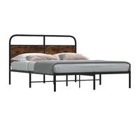 vidaXL Bed Frame Without Mattress 150x200 cm King Size Smoked Oak Engineered Wood, Brown