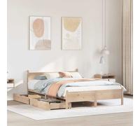 vidaXL Bed Frame without Mattress 150x200 cm King Size Solid Wood Pine