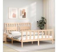 vidaXL Bed Frame With Headboard 160X200 cm Solid Wood, Brown