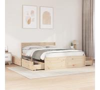 Bed Frame with Drawers Bed Base Mattress Foundation Solid Wood Pine vidaXL